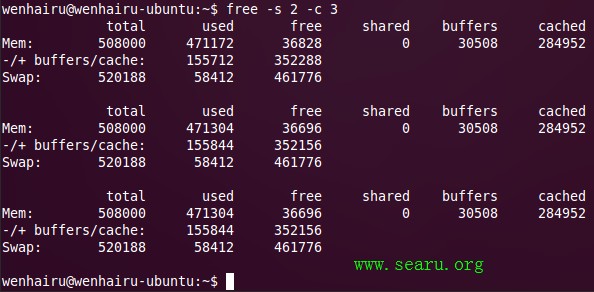 查看 linux 的内存使用情况：free