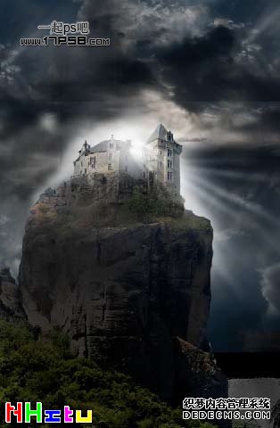 Photoshop 照片合成悬崖上的城堡